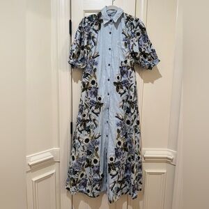 Maeve Light Blue Floral Maxi Shirt Dress NWT size XXS